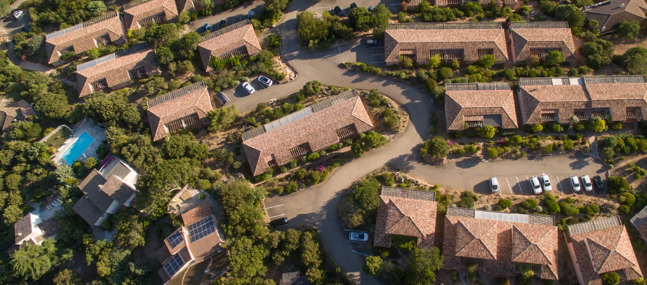 birds view of a lot with homes