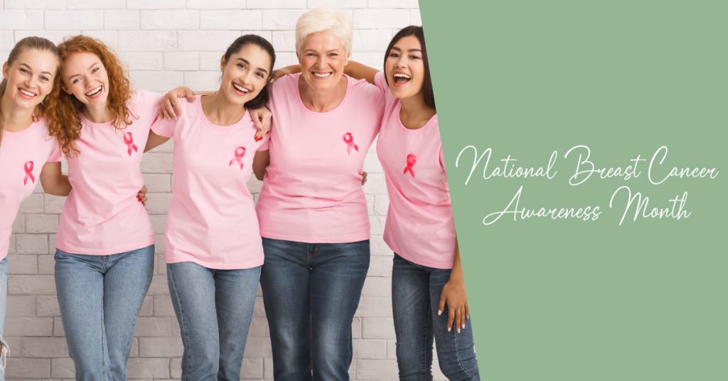 women with pink shirts and pink ribbons